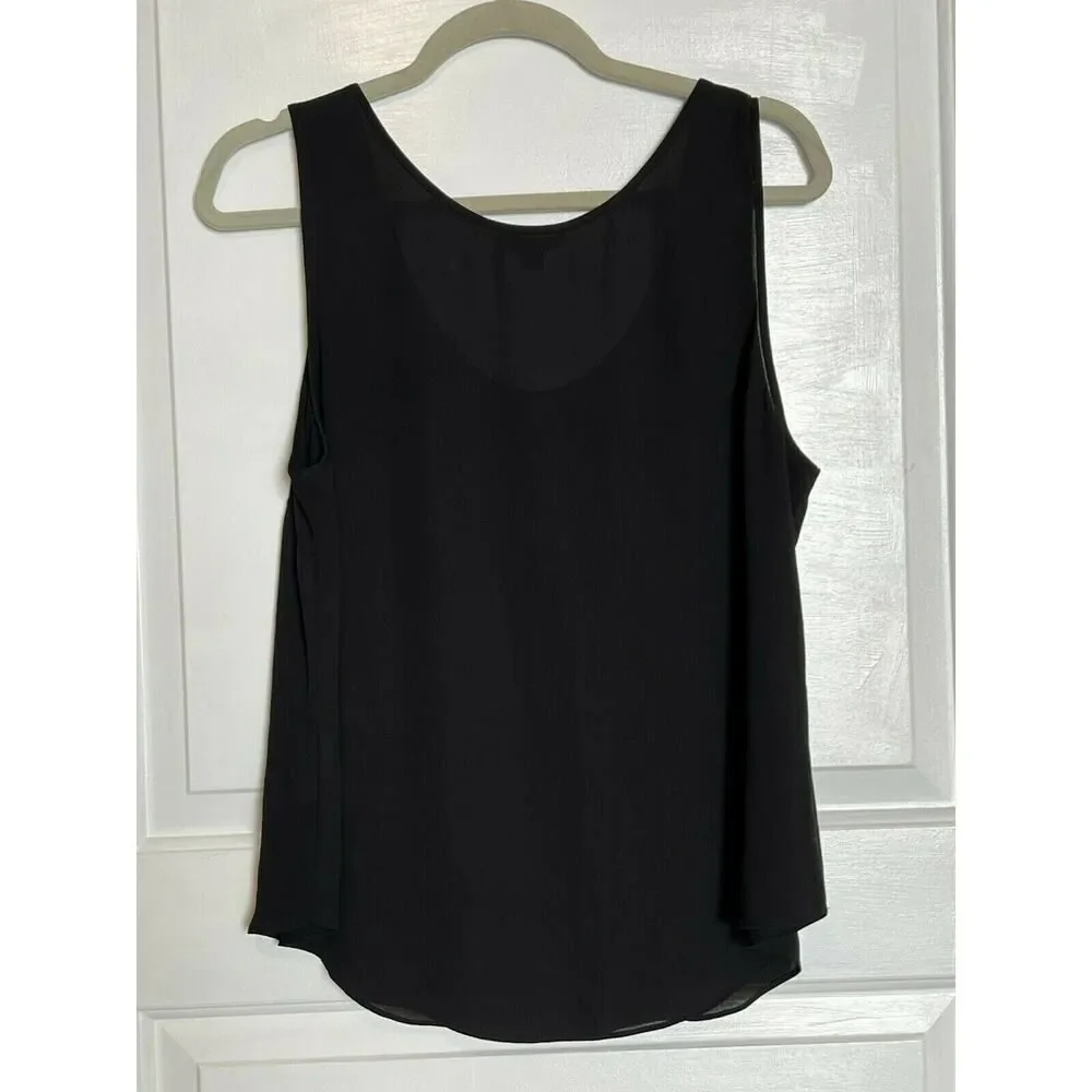 $85 J. Crew Black Scoop Neck Sleeveless Tank Top Flowy Blouse Designer EUC M